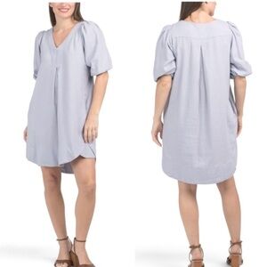 Linen Blend For Cynthia Puff sleeve Tunic Dress with Pockets Sz small